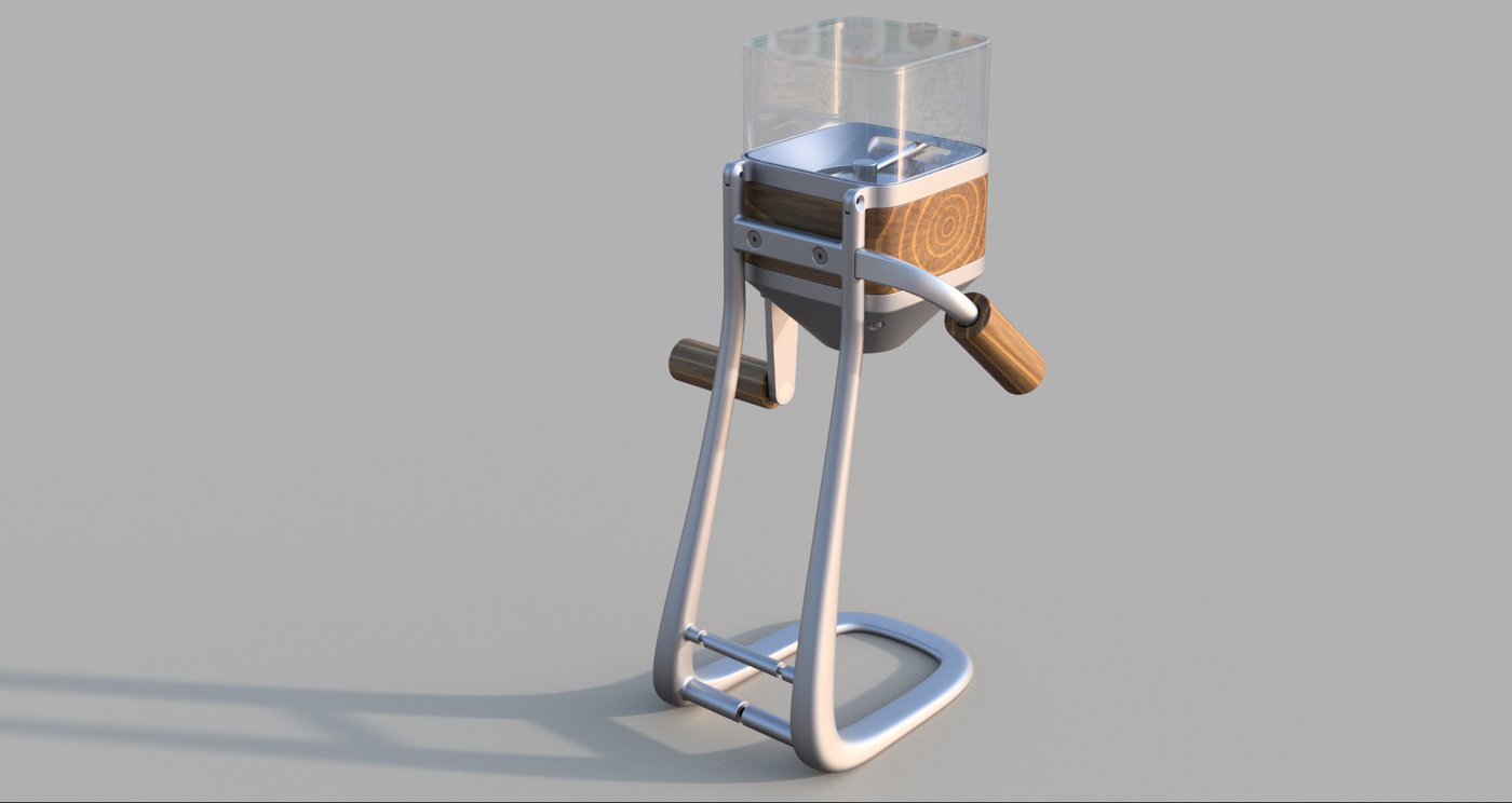 Manual Coffee Grinder — CAD rendering side view